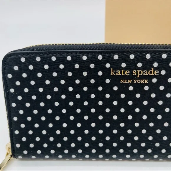 Kate Spade Continental Wallet Leather Black/White - Picture 4 of 7